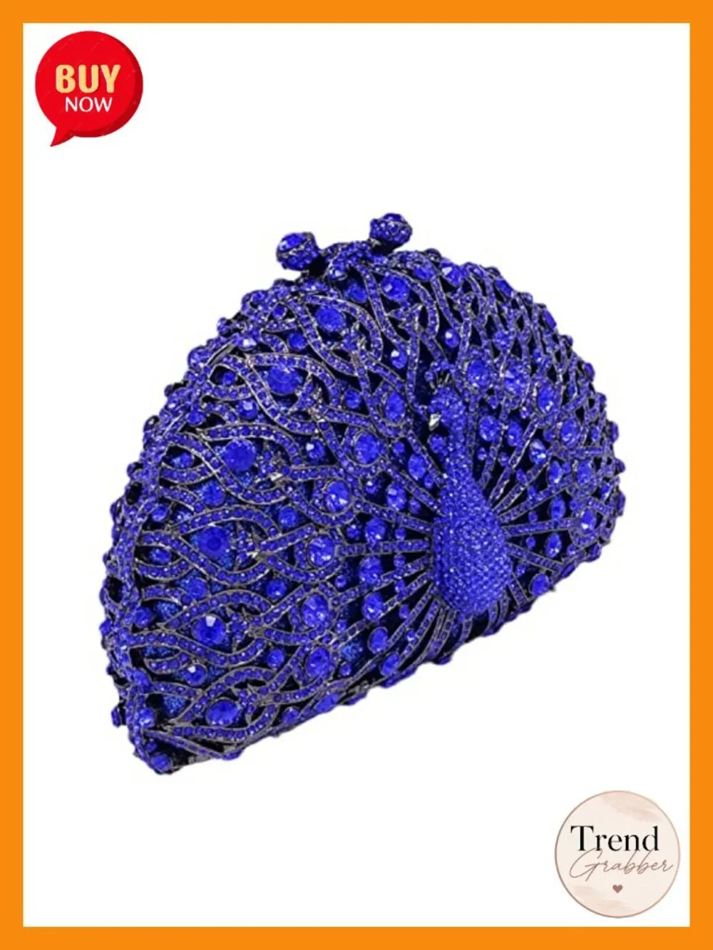 Crystal Peacock Clutch with Chains Formal Evening Bag